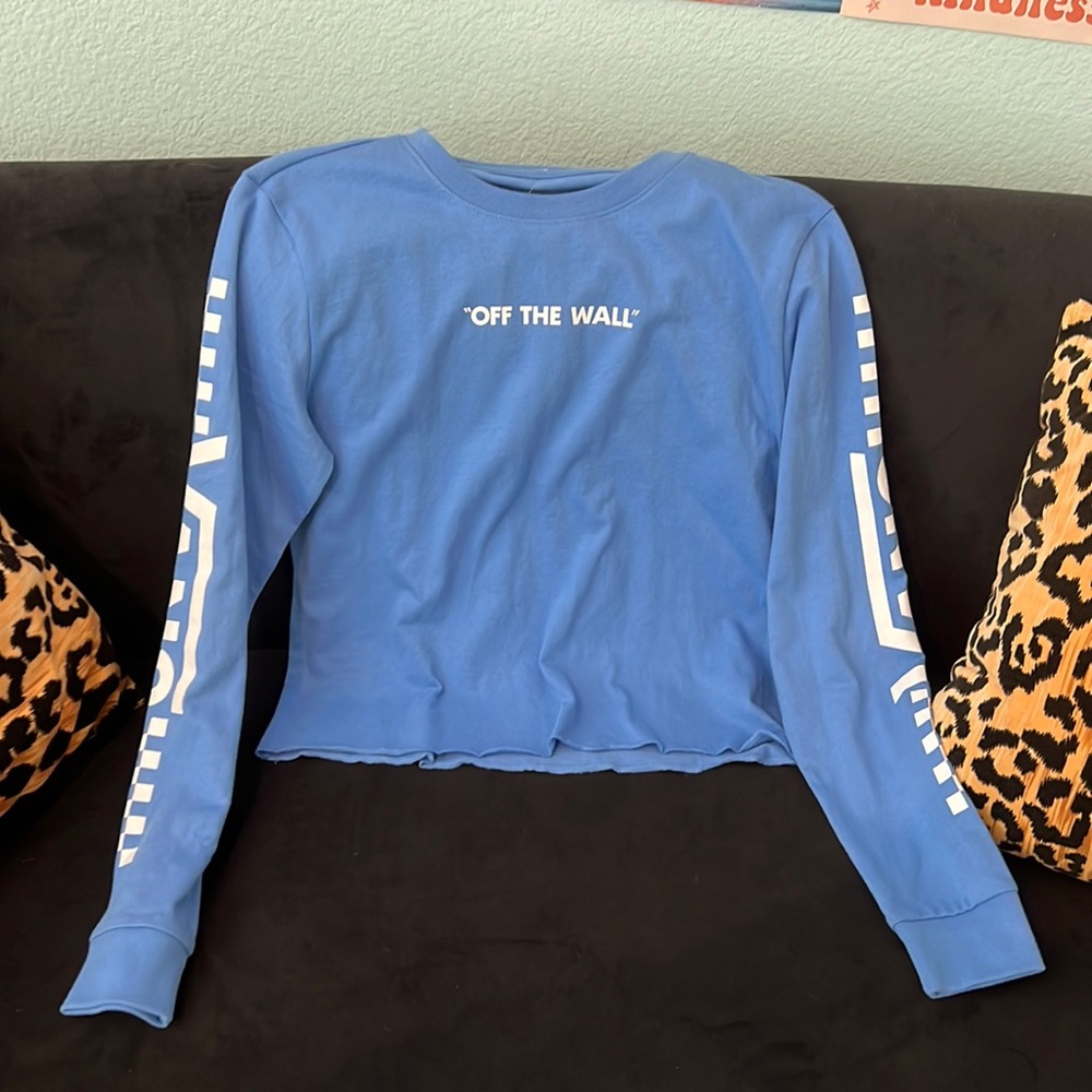 Carolina Blue Vans crop long sleeve T-shirt